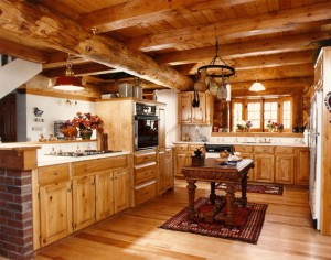 Cocina de una casa de madera